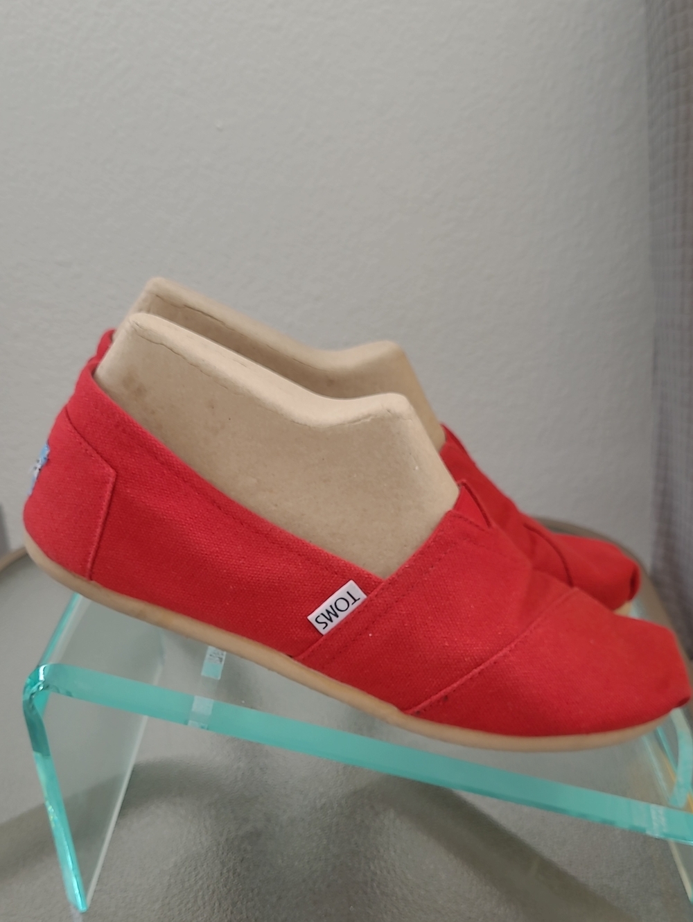 Toms Red Canvas Slip-On Loafers - Picture 5 of 13